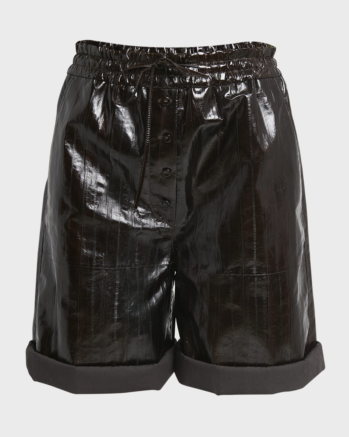Jil Sander Paneled Leather Pull-On Bermuda Shorts
