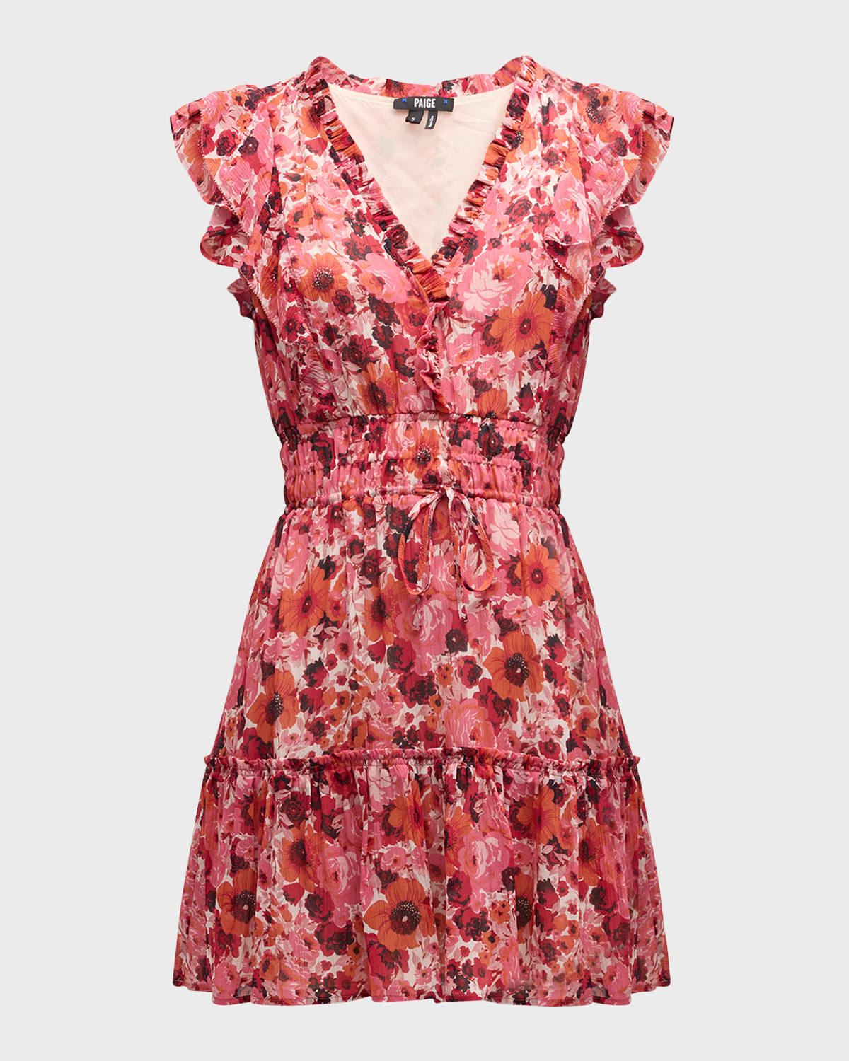 PAIGE Muriel Floral Flutter-Sleeve Mini Dress