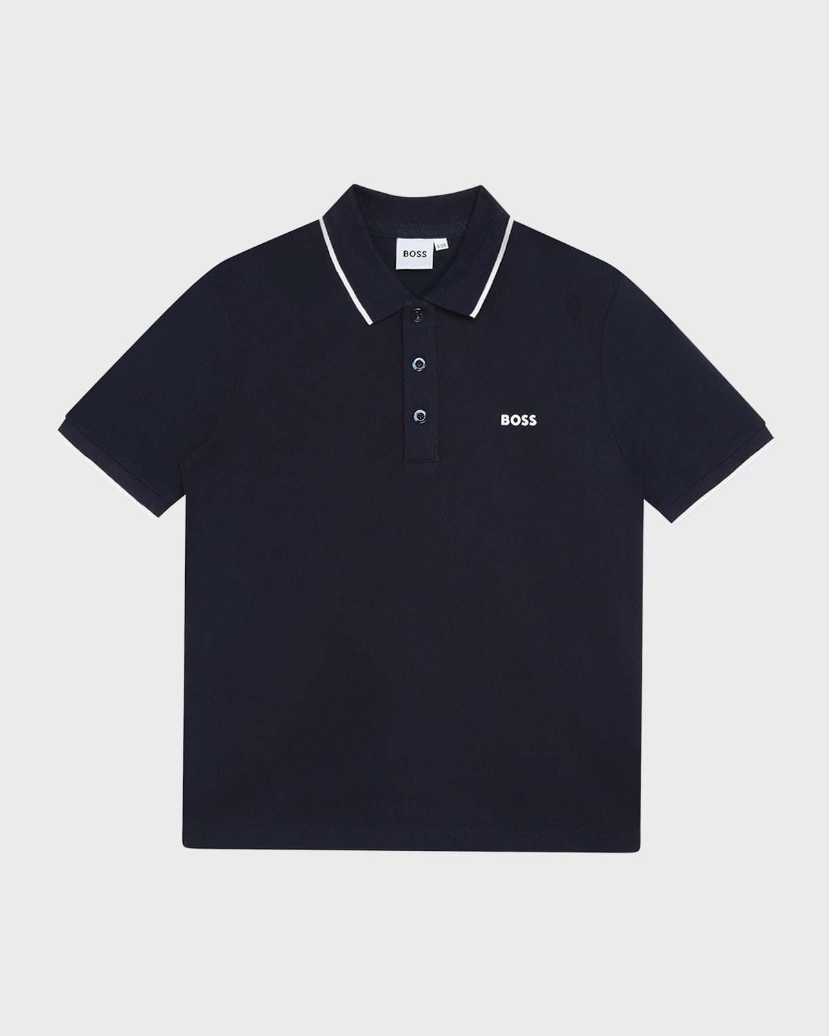 BOSS Boy's Logo Cotton Knit Short-Sleeve Polo Shirt, Size 4-16