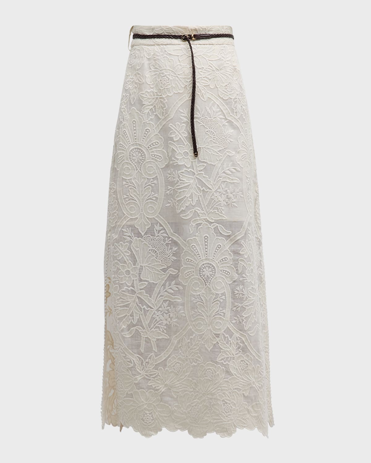 Zimmermann Ottie Embroidered Midi Skirt