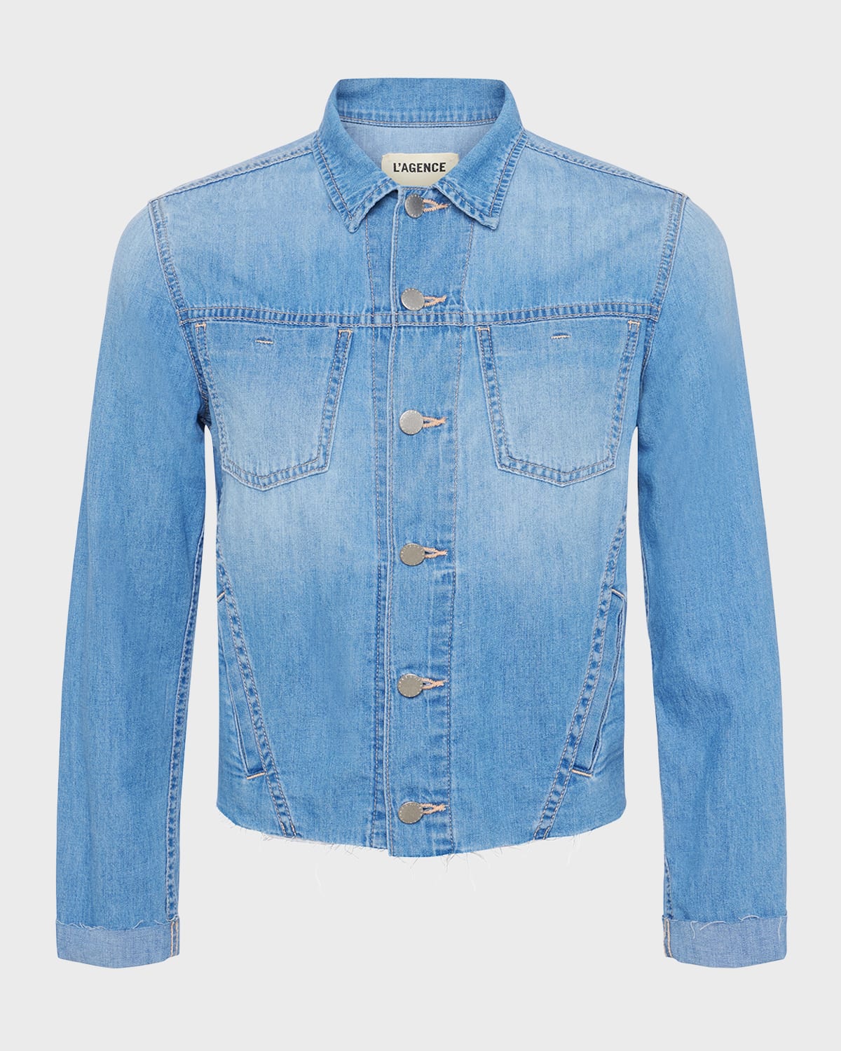 L'Agence Janelle Slim Raw Denim Jacket