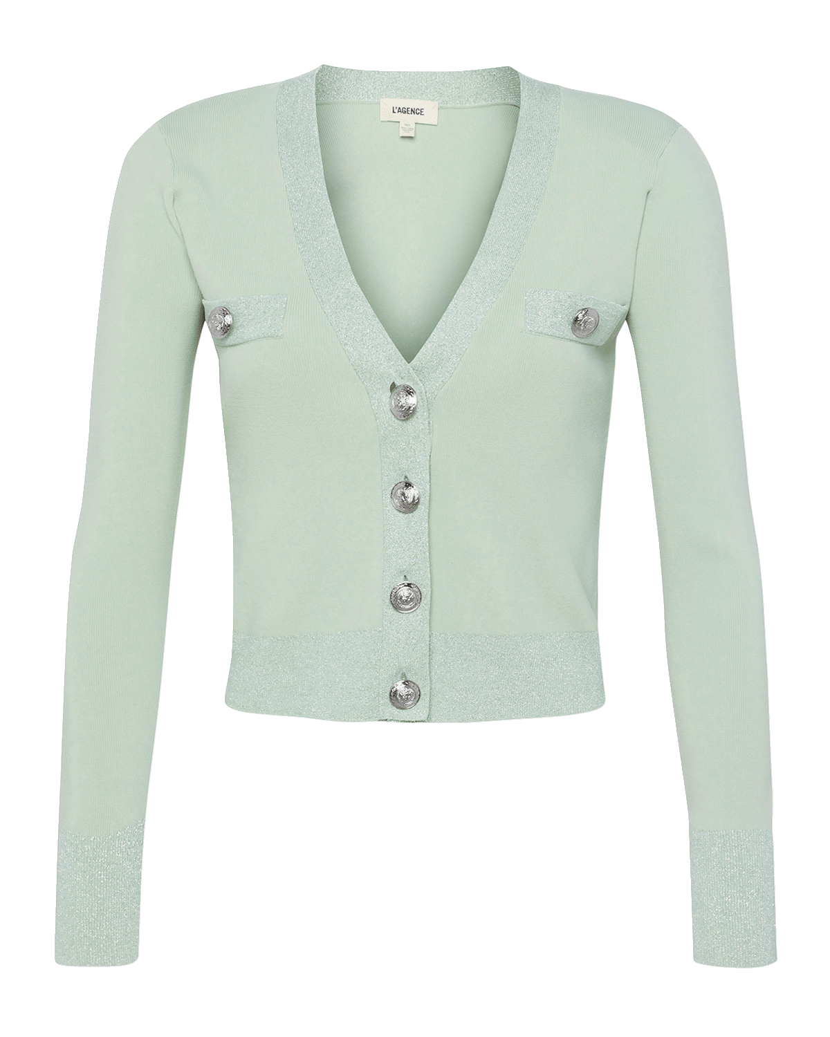 L'Agence Taya Cropped V-Neck Cardigan