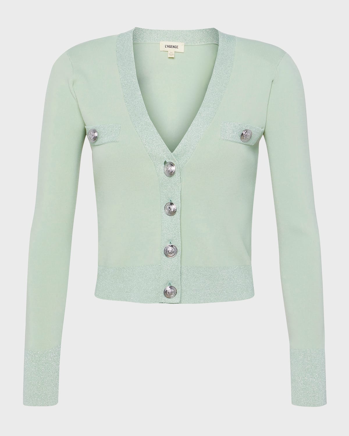 L'Agence Taya Cropped V-Neck Cardigan