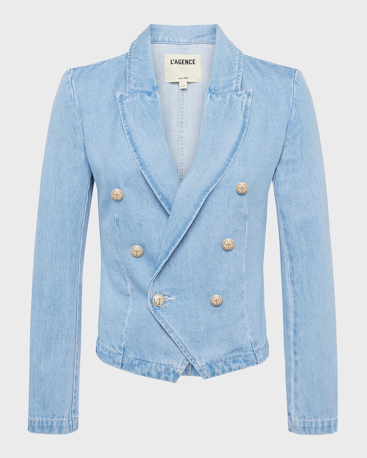 L'Agence Robbie Double-Breasted Denim Jacket