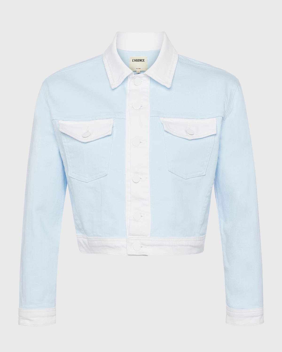 L'Agence Koda Colorblock Crop Denim Jacket