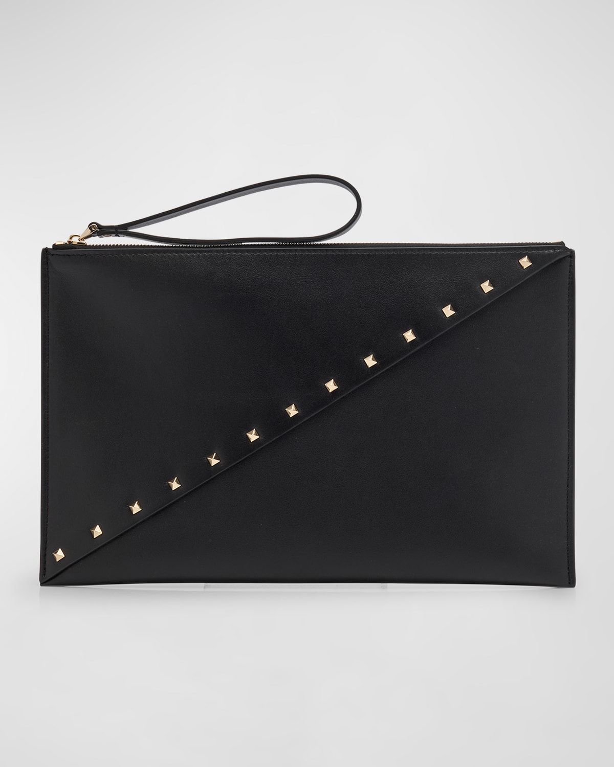Valentino Garavani Wispy Large Rockstud Leather Clutch Bag