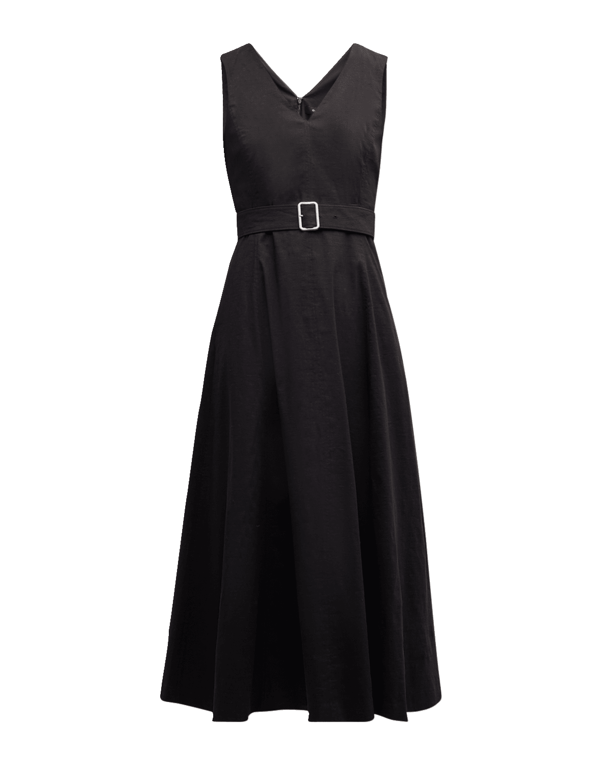 Theory V-Neck Sleeveless Belted Midi Dress