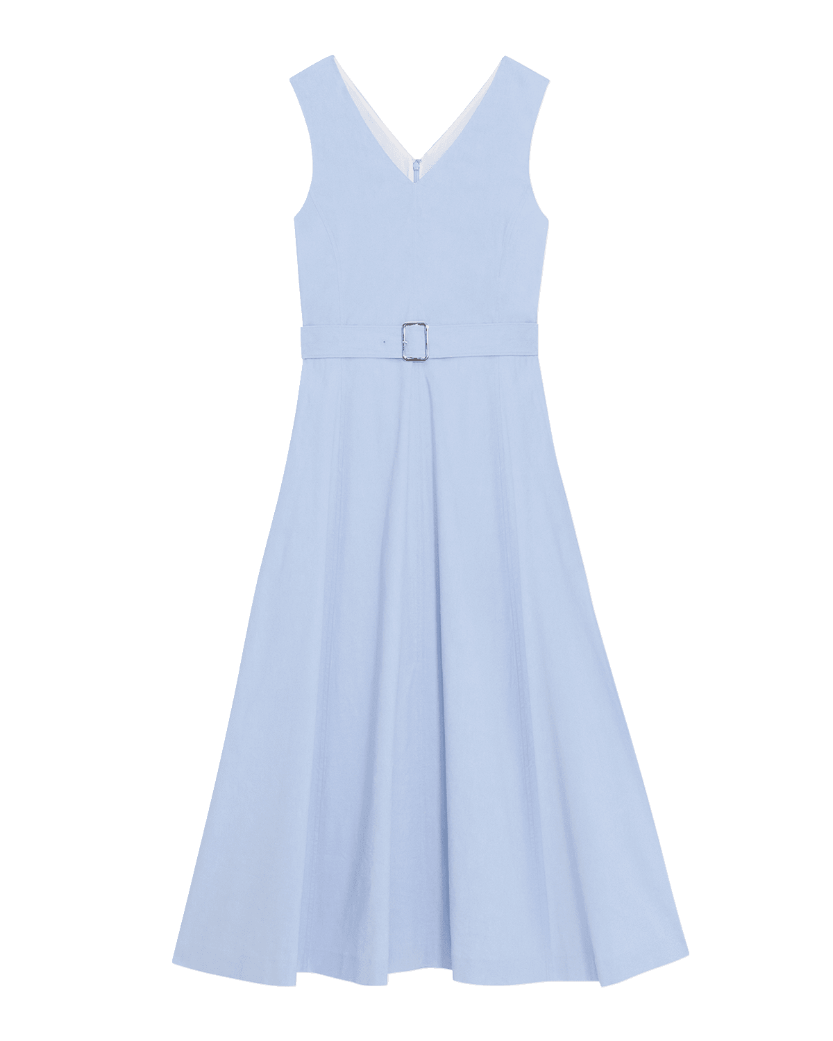 Theory V-Neck Sleeveless Belted Midi Dress