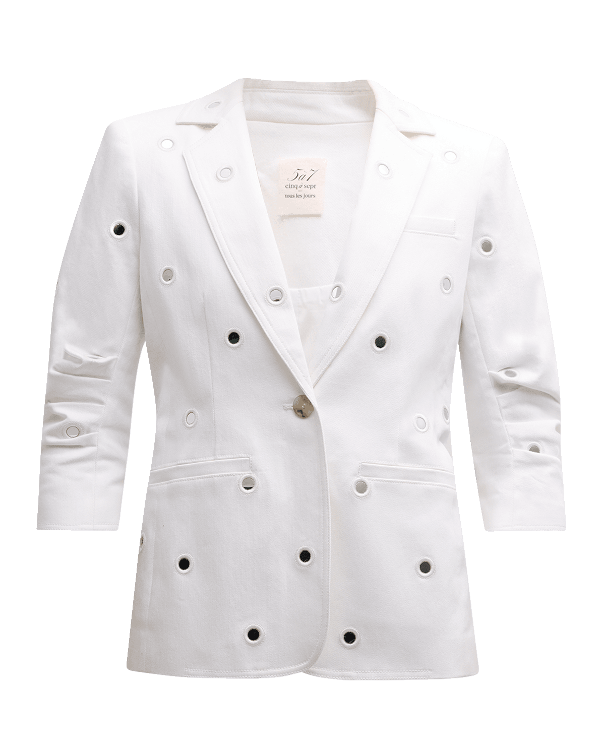 Cinq a Sept Khloe 3/4-Sleeve Mirror Denim Blazer