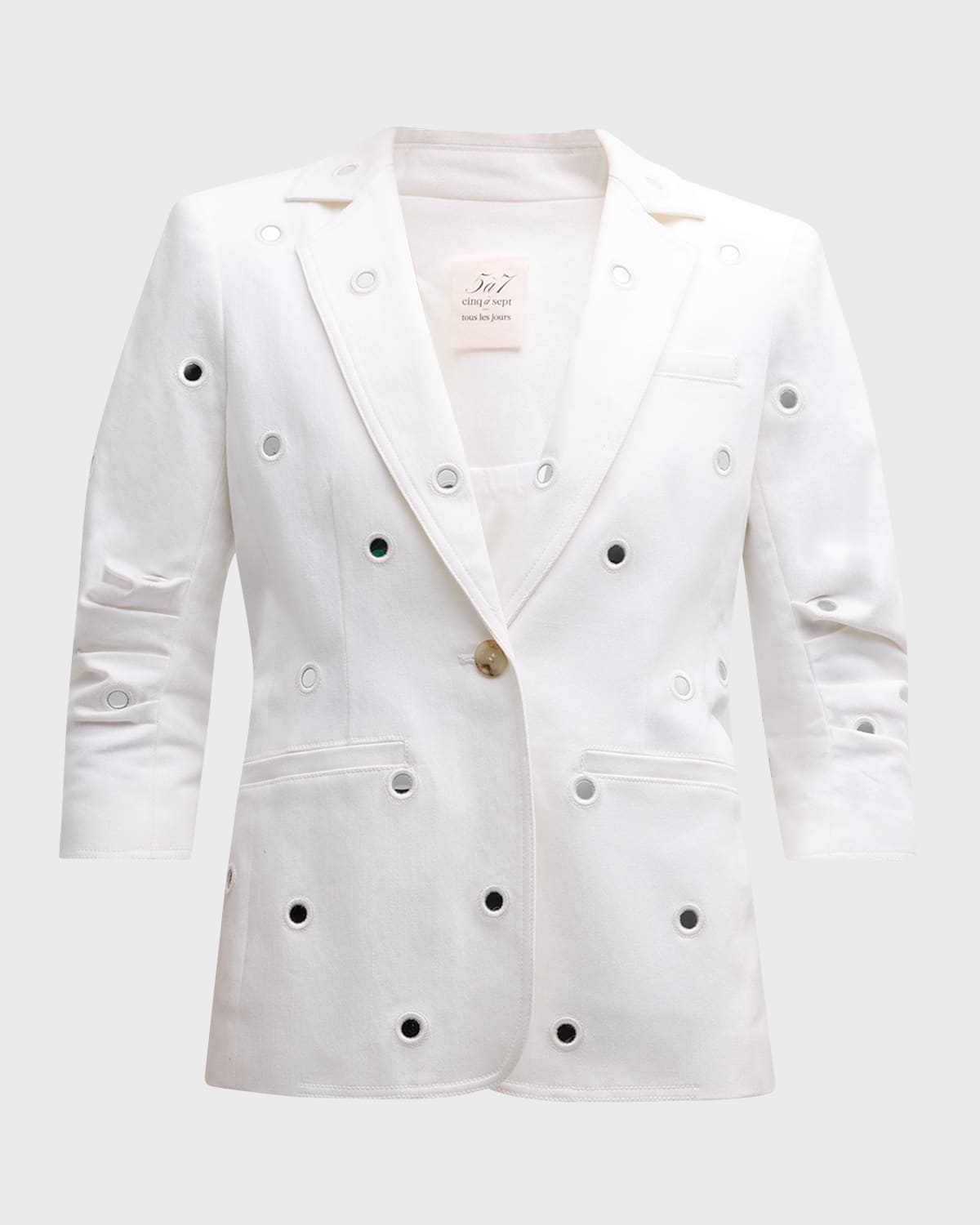 Cinq a Sept Khloe 3/4-Sleeve Mirror Denim Blazer