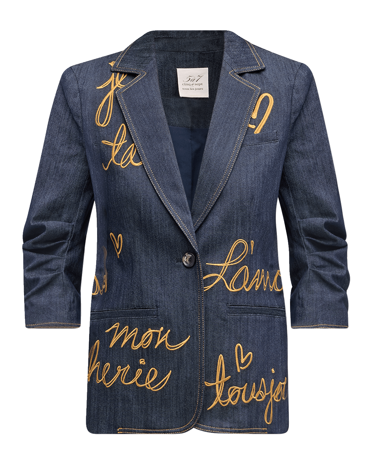 Cinq a Sept Khloe L'amour Embroidered Denim Blazer