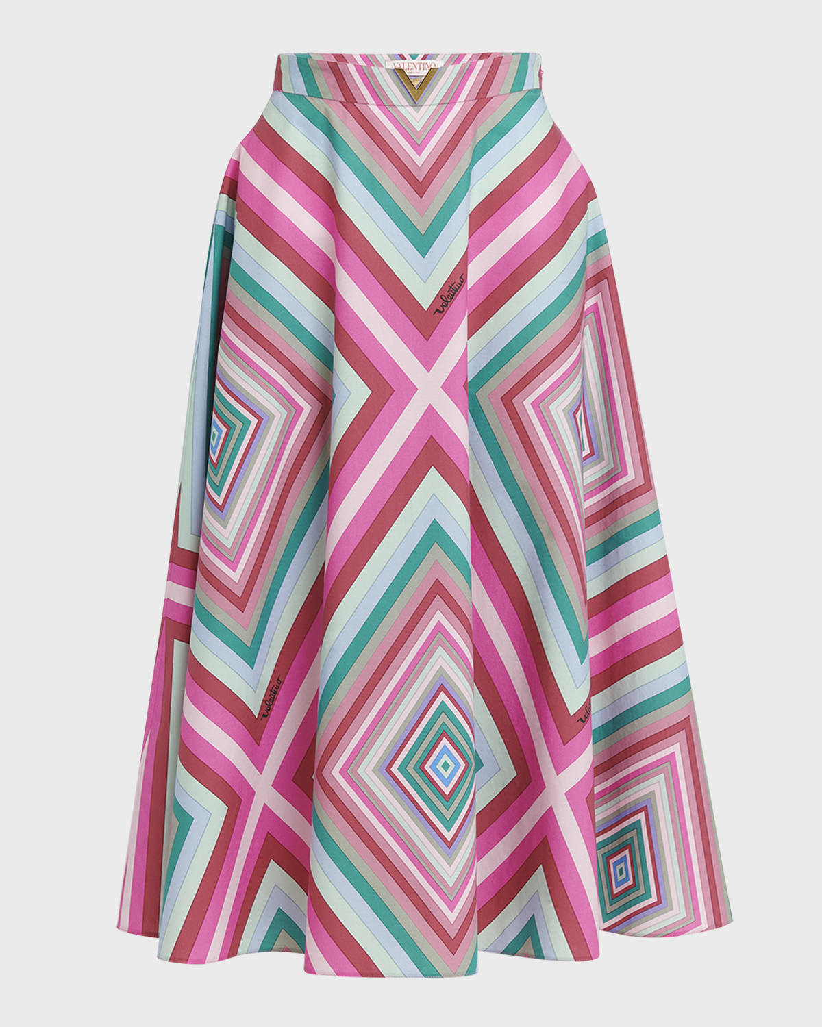 Valentino Garavani Rhombus Print Popeline Midi Skirt