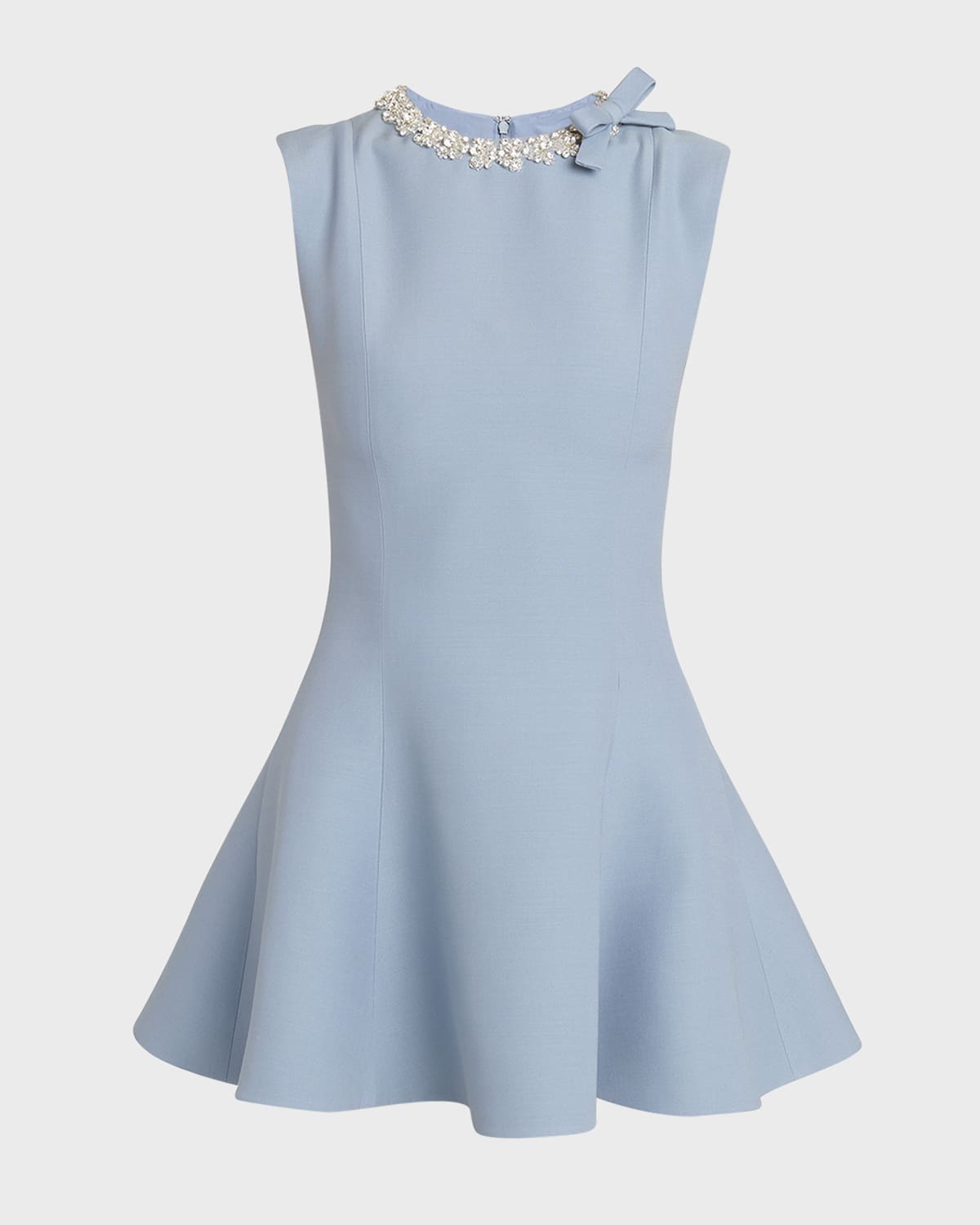 Valentino Garavani Crystal Bow Embellished Sleeveless Fit-&-Flare Crepe Mini Dress