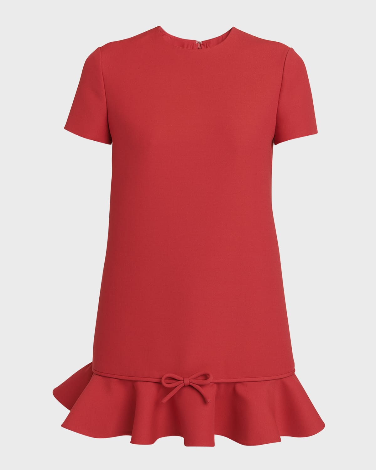 Valentino Garavani Ruffle Hem Mini Dress with Bow Detail
