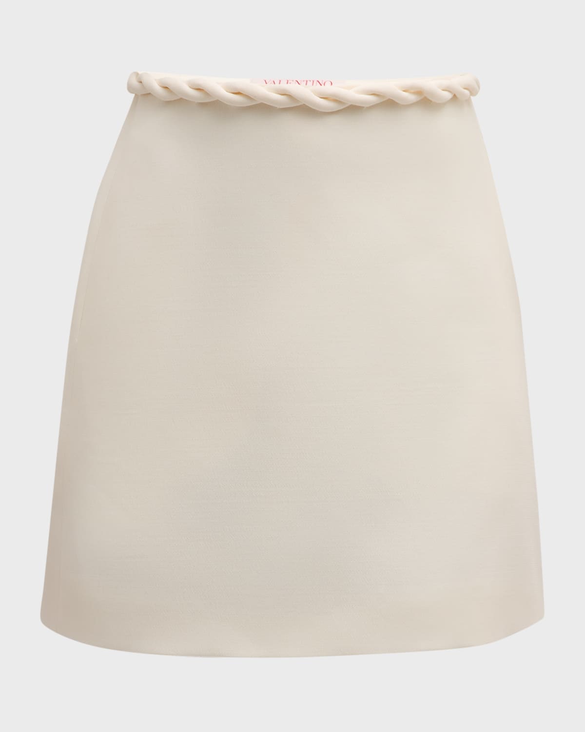 Valentino Garavani Braided Waist Solid Crepe Mini Skirt