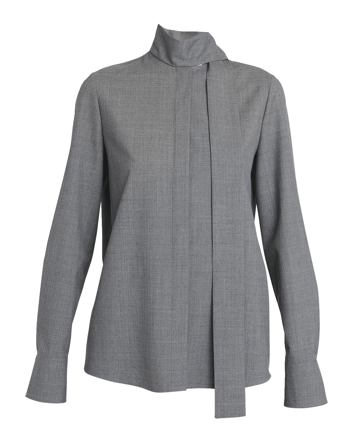 Valentino Garavani Solid Superfine Wool Blouse with Tie Neckline