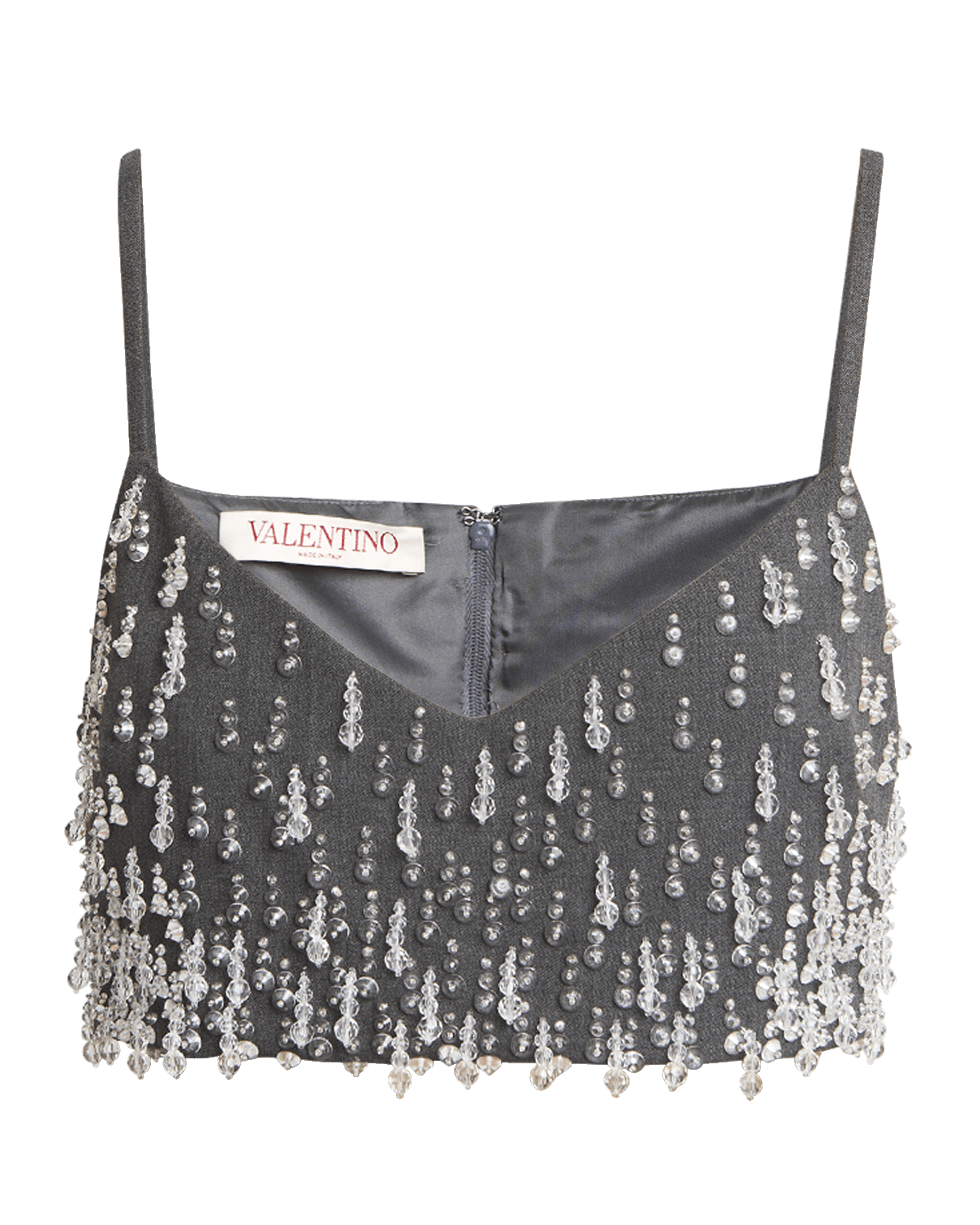 Valentino Garavani Crystal Embroidered Active Gabardine Sleeveless Crop Top