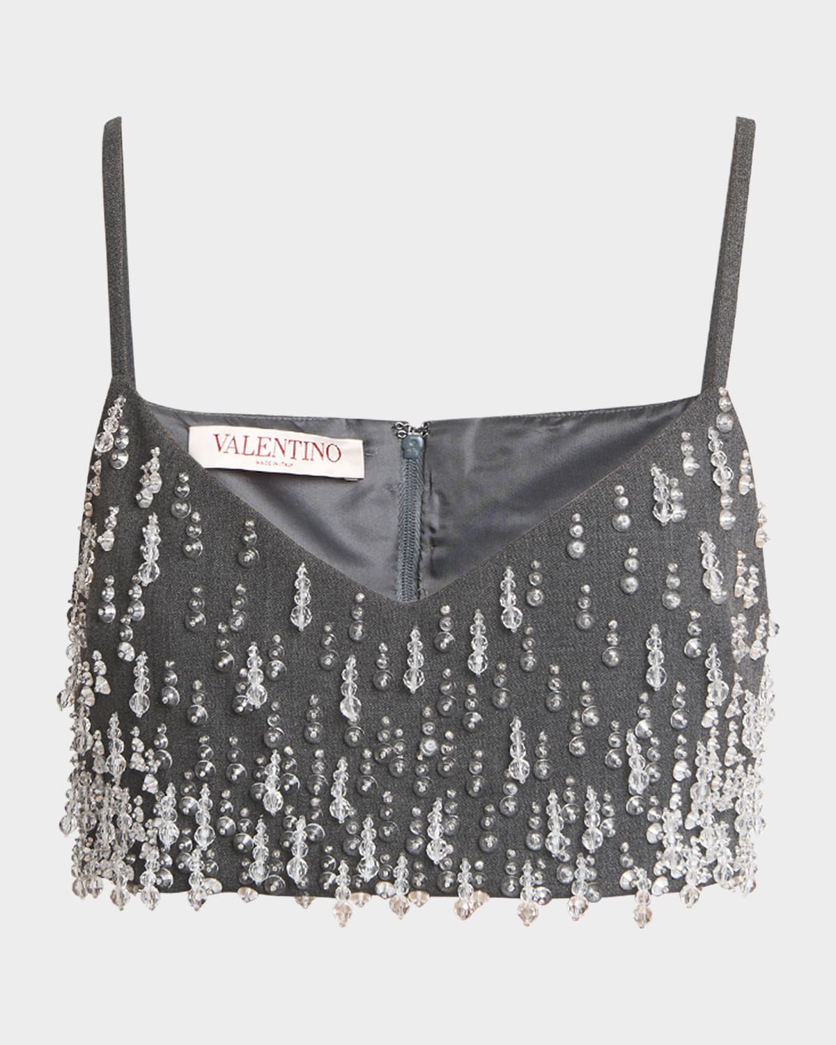 Valentino Garavani Crystal Embroidered Active Gabardine Sleeveless Crop Top