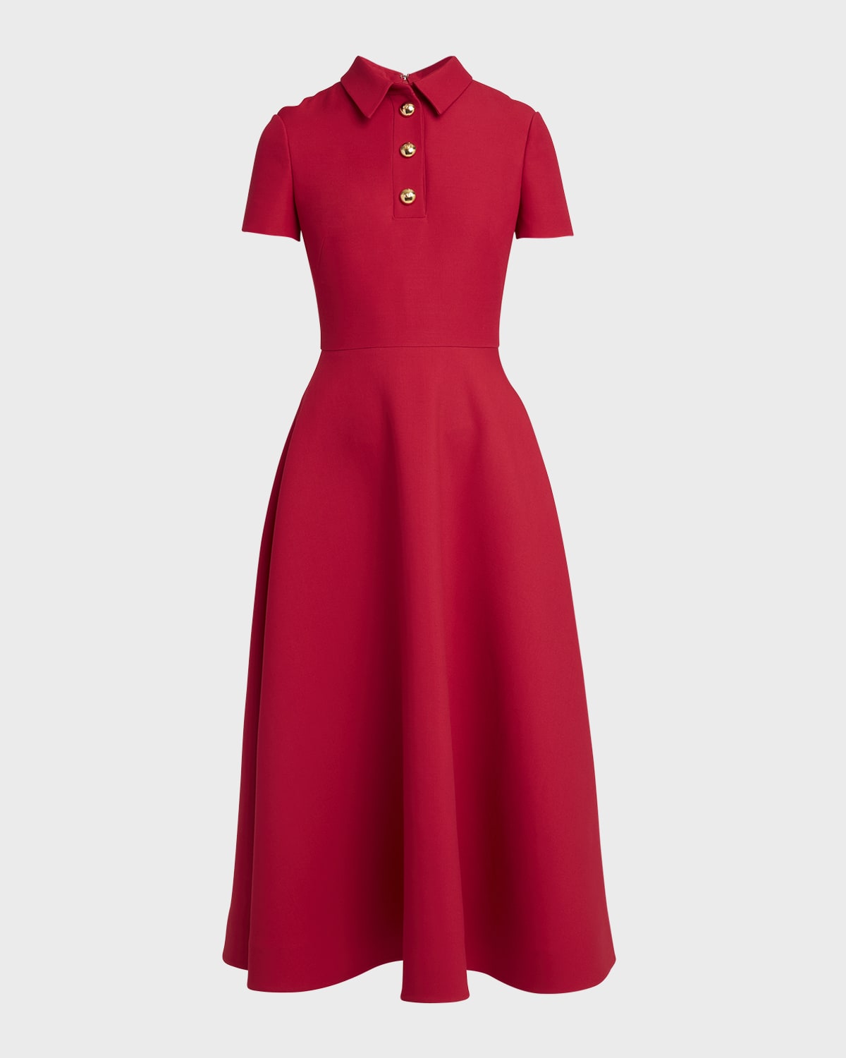 Valentino Garavani Collared Polo Midi Dress with Gold-Tone Buttons
