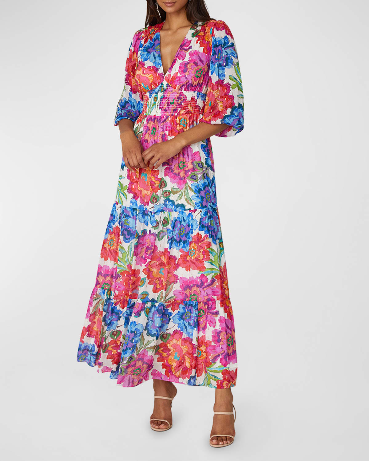 Shoshanna Laurel Tiered Floral-Print Smocked Maxi Dress