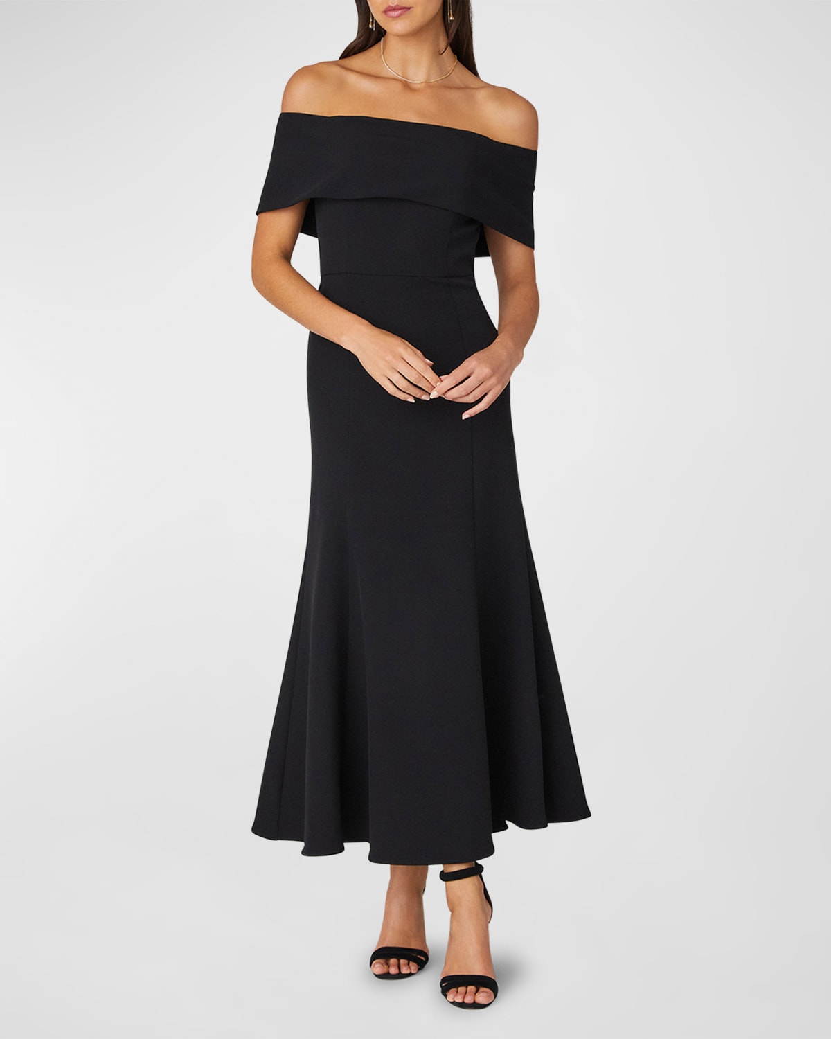 Shoshanna Ria Off-Shoulder Stretch Crepe Maxi Dress