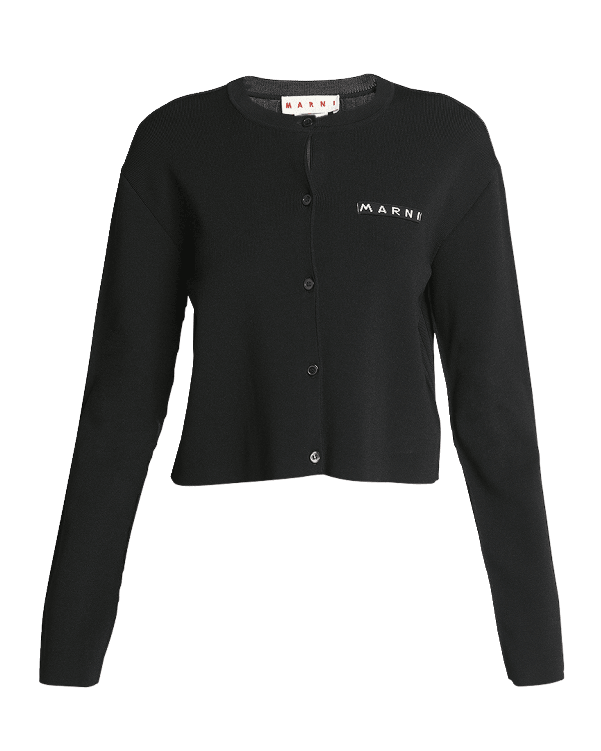 Marni Logo Embroidered Rib-Back Crop Cardigan