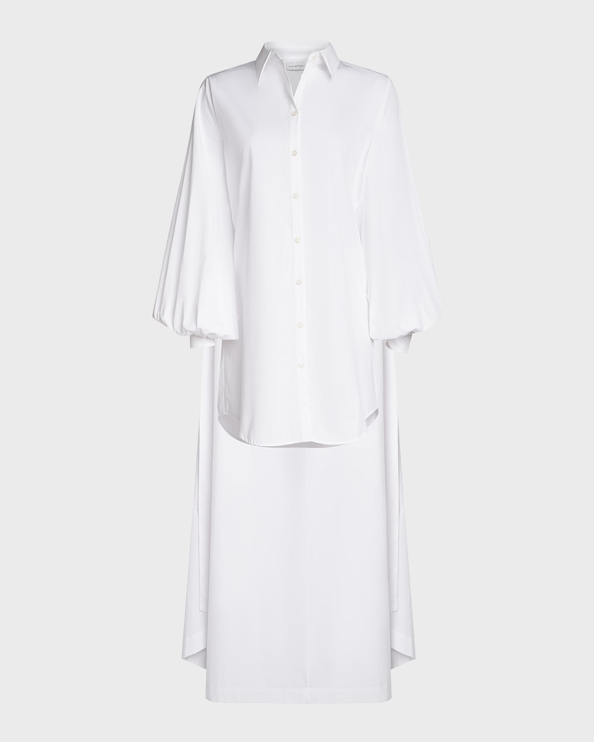 Halston Korina Bishop-Sleeve Cotton Poplin Cape Shirt