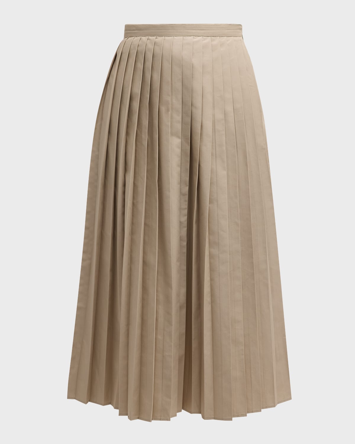Emporio Armani Pleated Cotton Poplin Midi Skirt