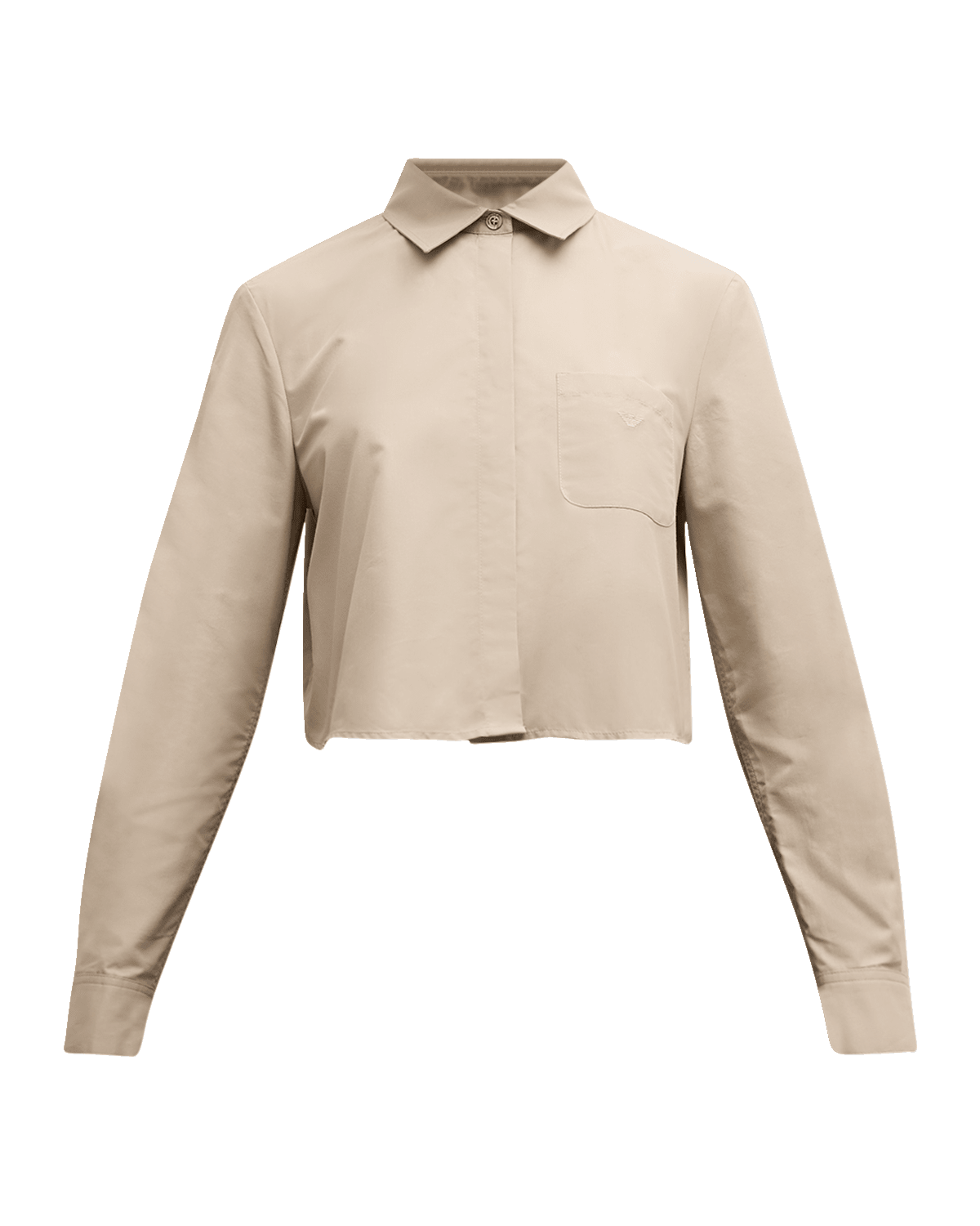 Emporio Armani Cropped Button-Down Cotton Poplin Shirt