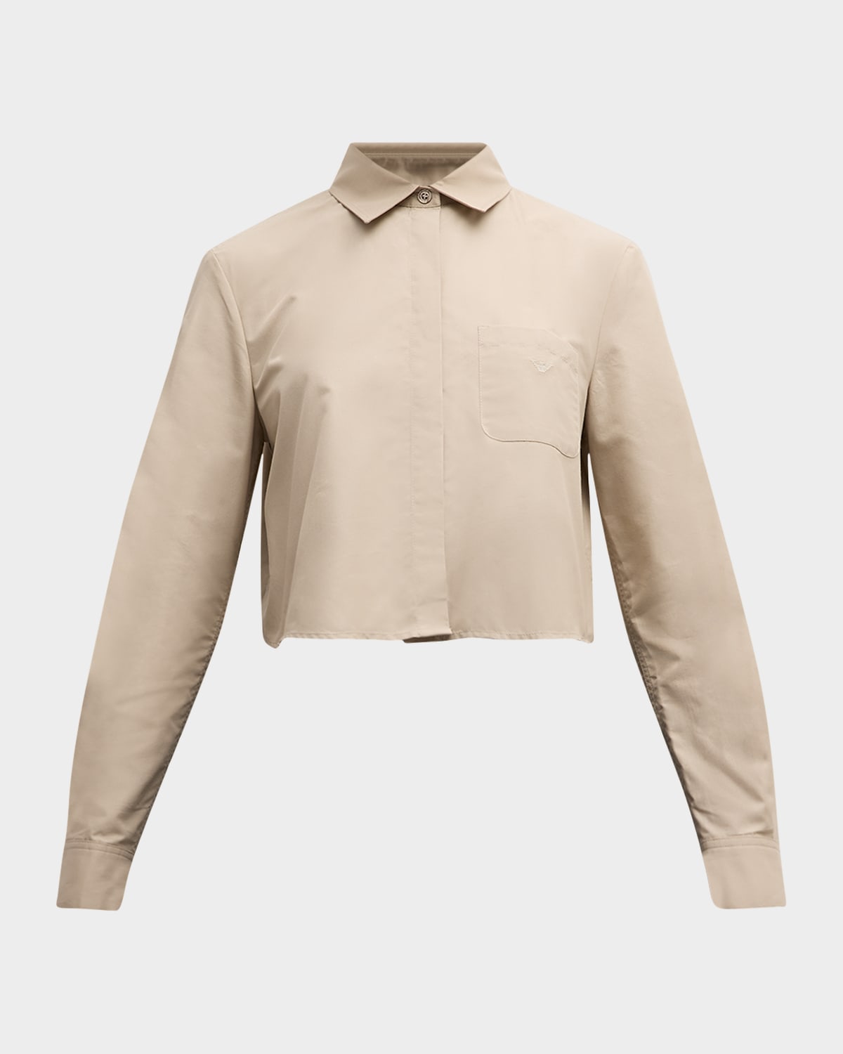 Emporio Armani Cropped Button-Down Cotton Poplin Shirt