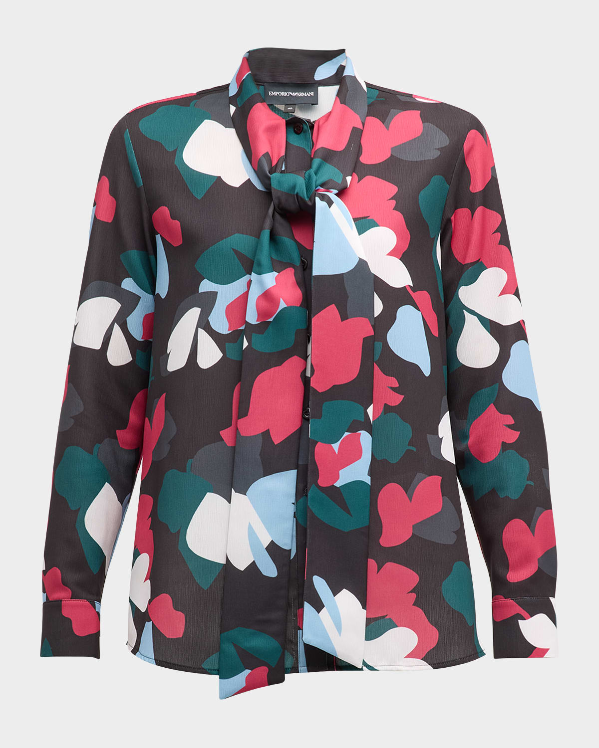 Emporio Armani Tie-Neck Crepon Blouse