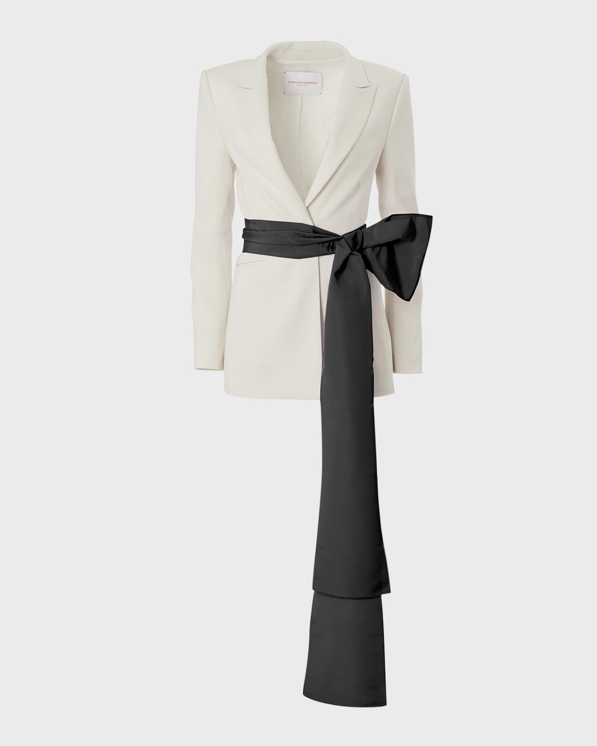 Carolina Herrera Tailored Blazer Jacket with Removable Faille Sash