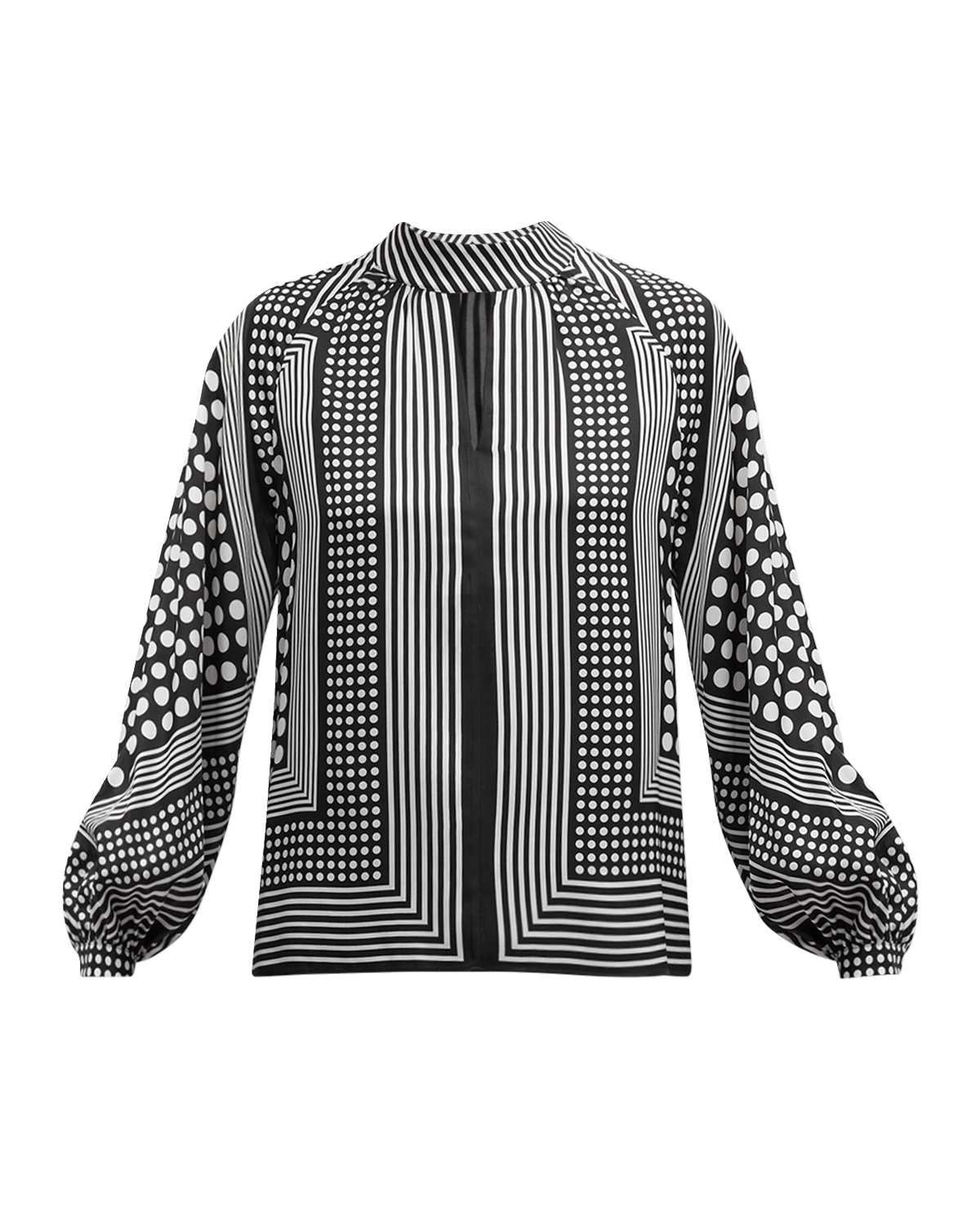 Elie Tahari The Olivia Cutout Mixed Dot Silk Top