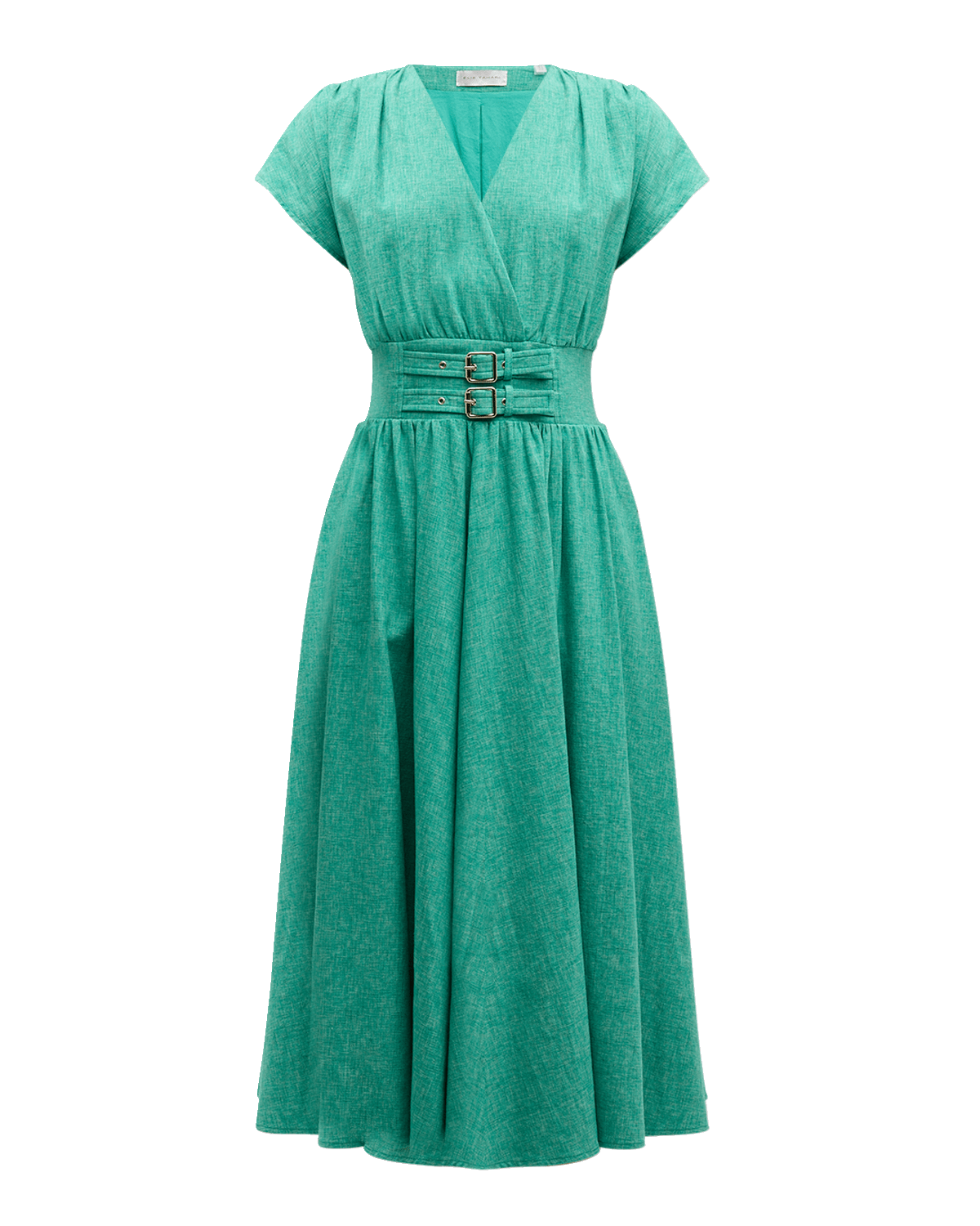 Elie Tahari The Romina Buckle-Embellished A-Line Midi Dress