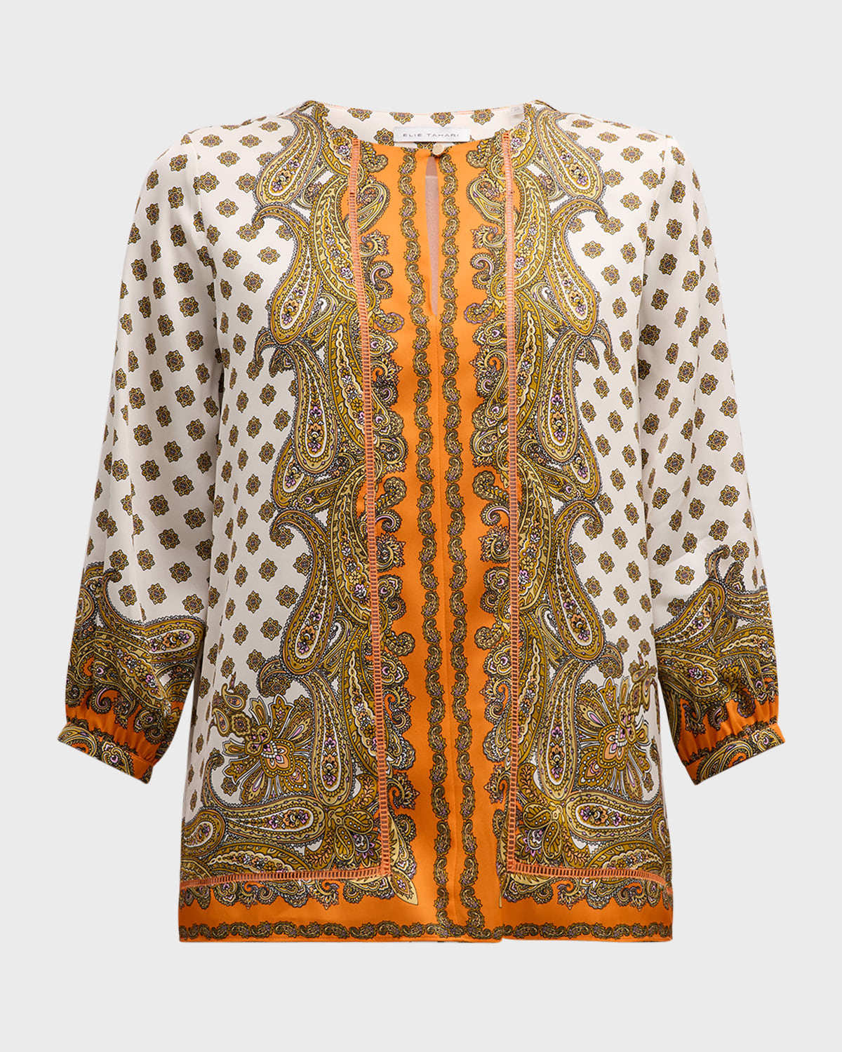 Elie Tahari The Isa Paisley-Print Keyhole Blouse