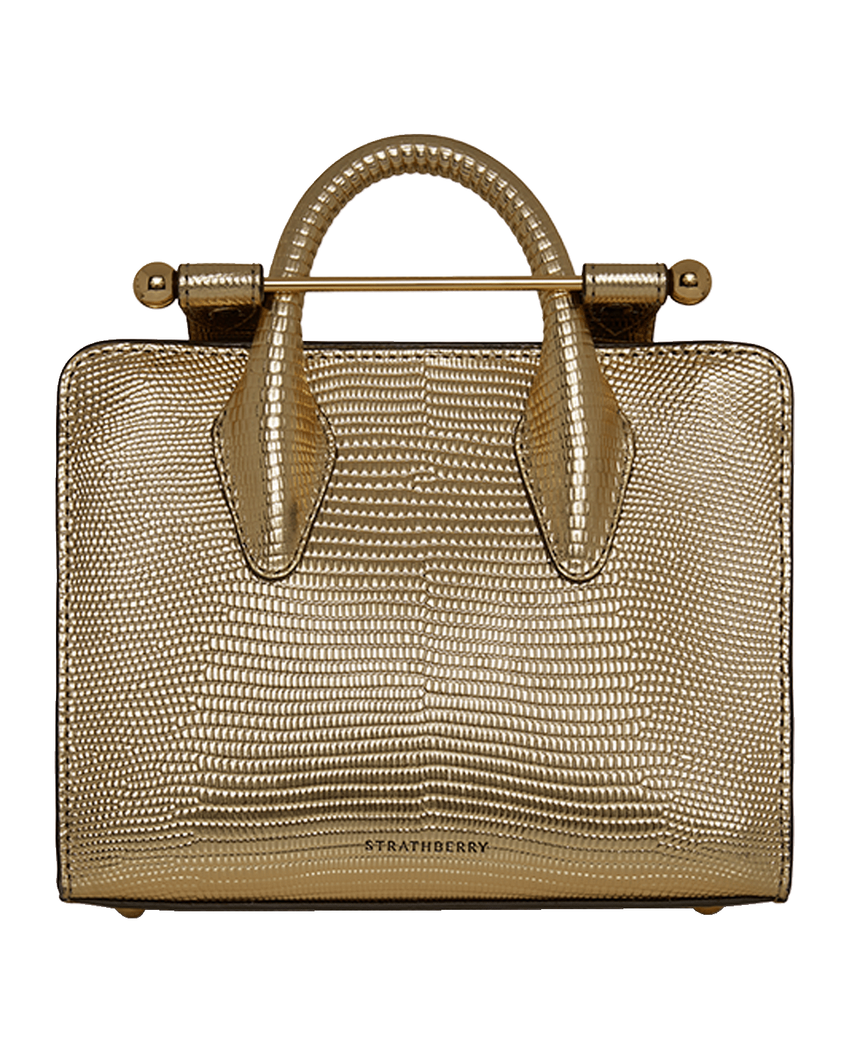 STRATHBERRY Nano Metallic Lizard-Embossed Tote Bag