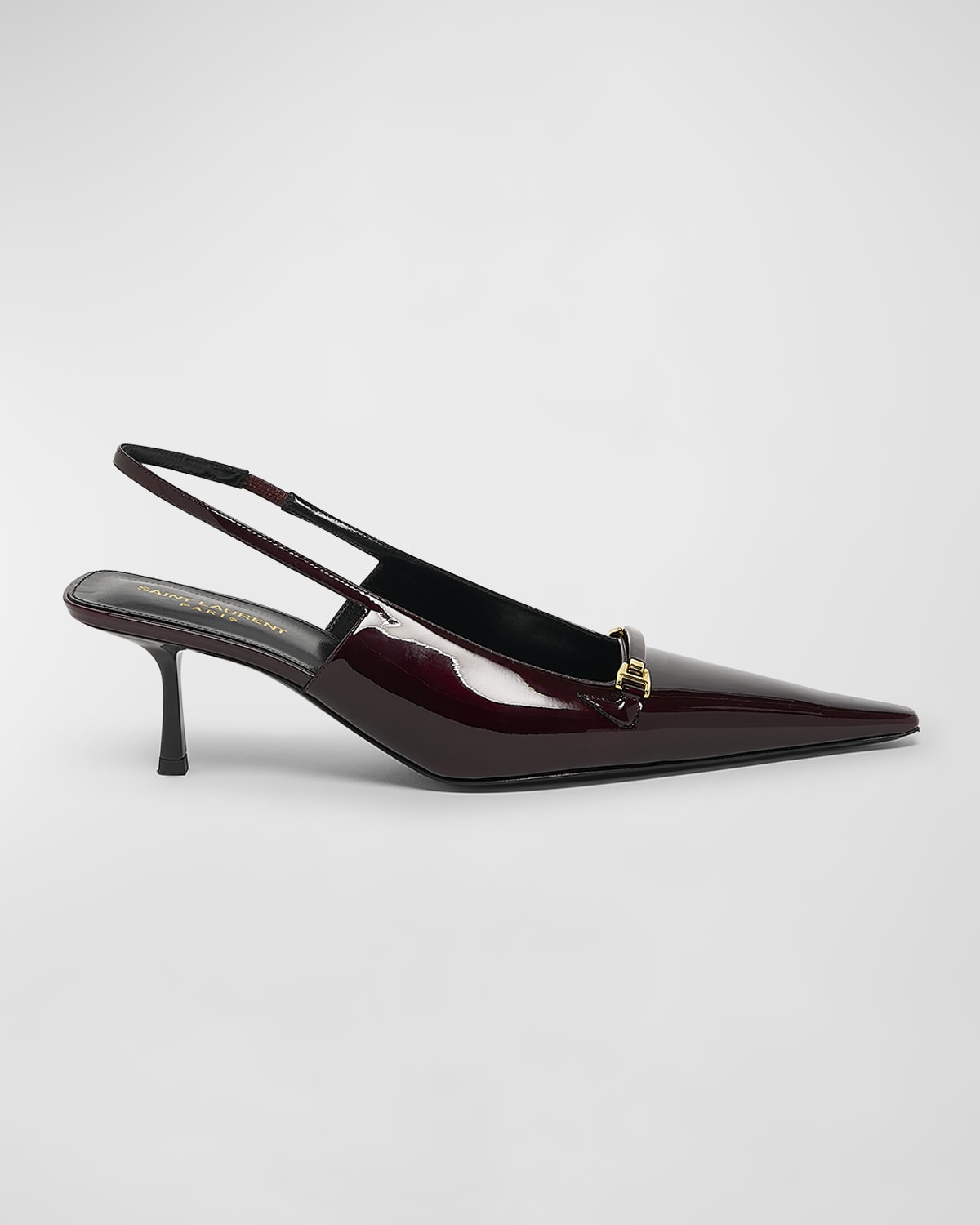 Saint Laurent Hermione Leather Kitten Slingback Pumps