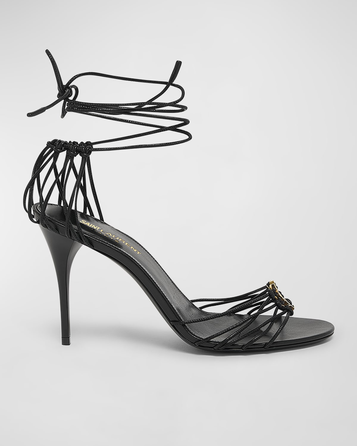 Saint Laurent Jota Strappy YSL Ankle-Wrap Sandals