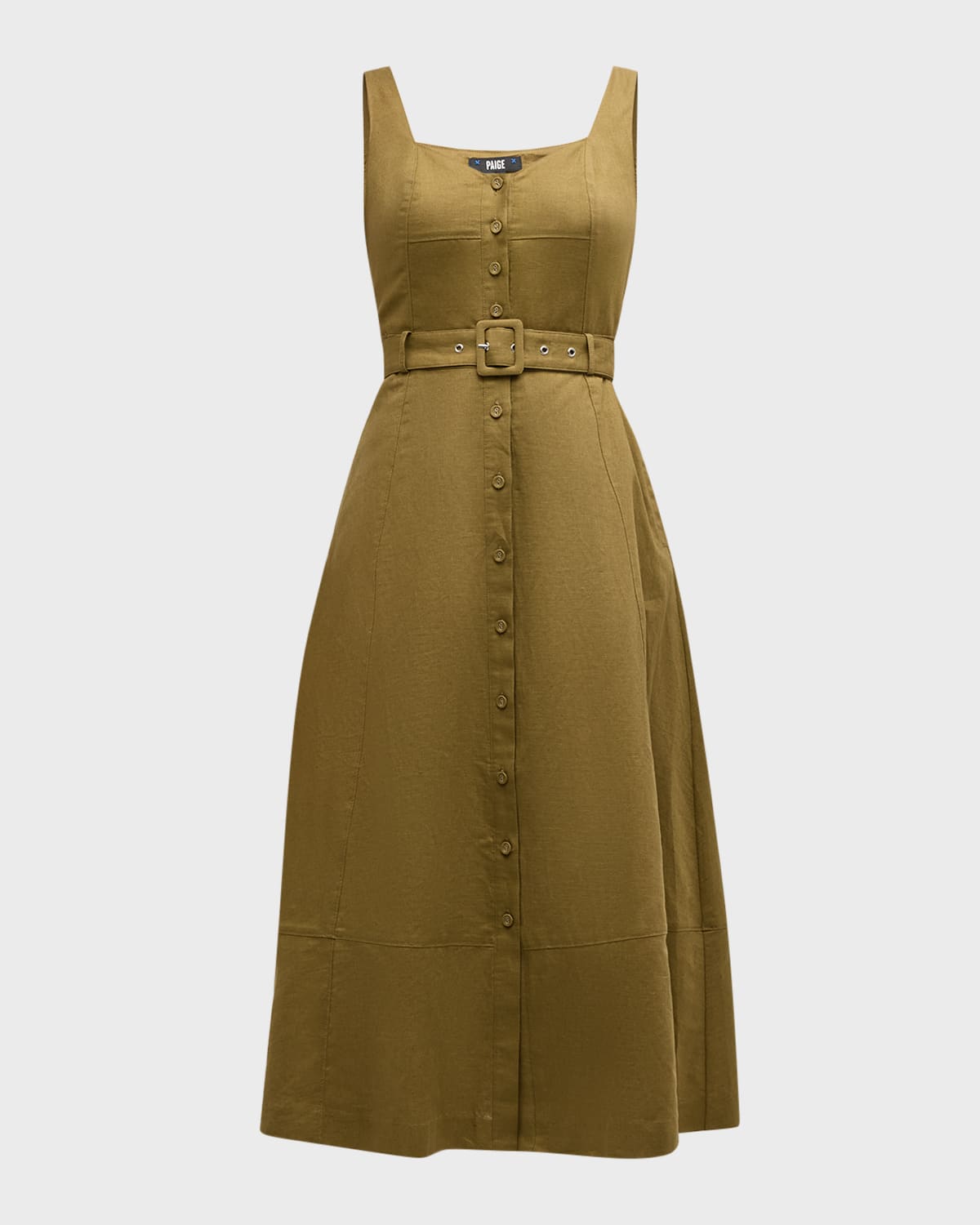 PAIGE Arienne Button-Front A-Line Midi Dress
