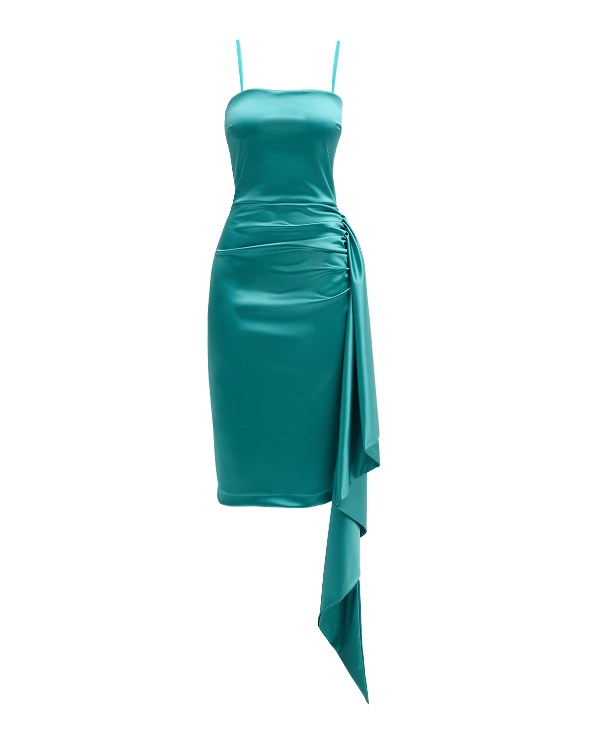 Chiara Boni La Petite Robe Strapless Draped Bodycon Satin Midi Dress