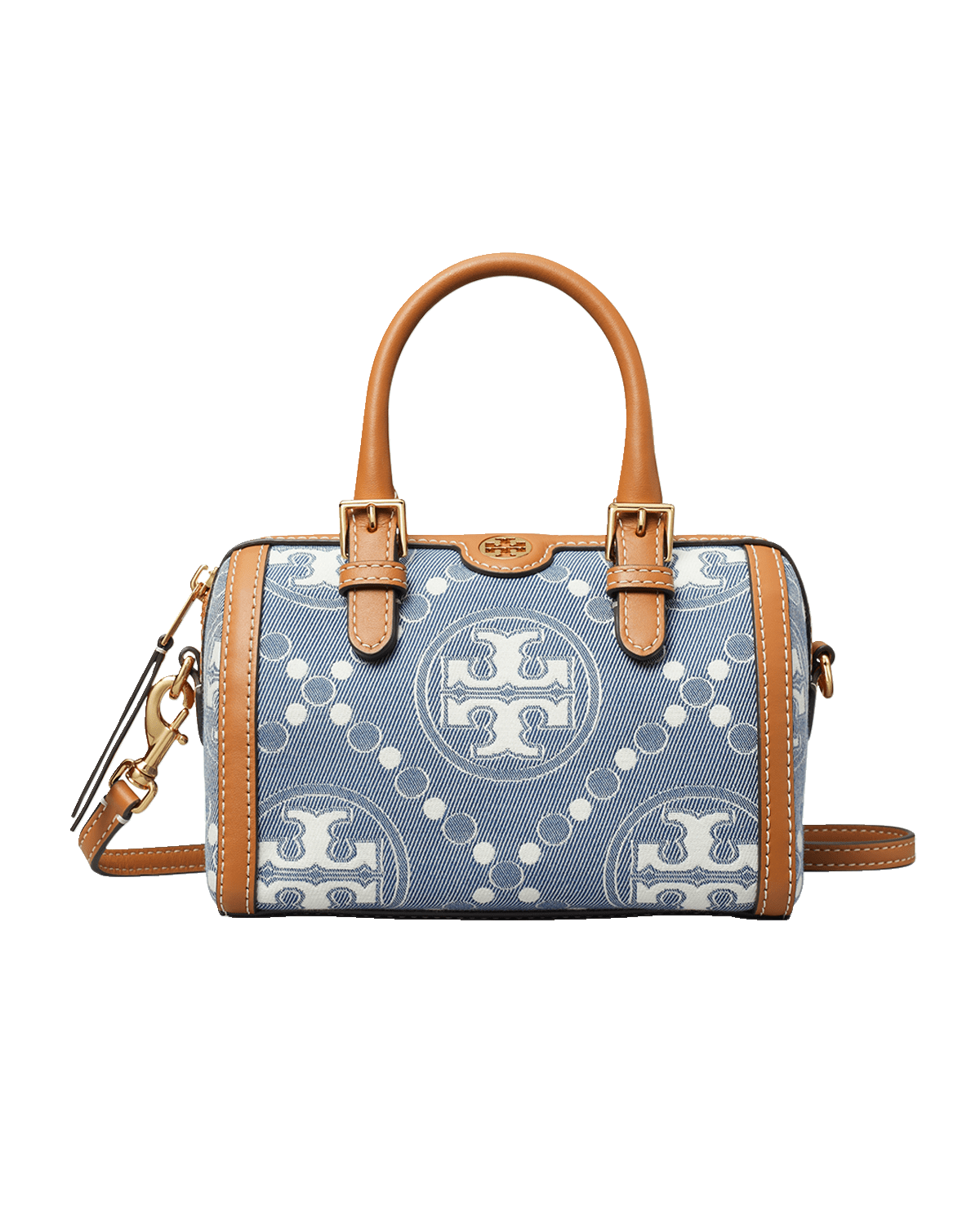 Tory Burch T Monogram Petite Denim Barrel Top-Handle Bag