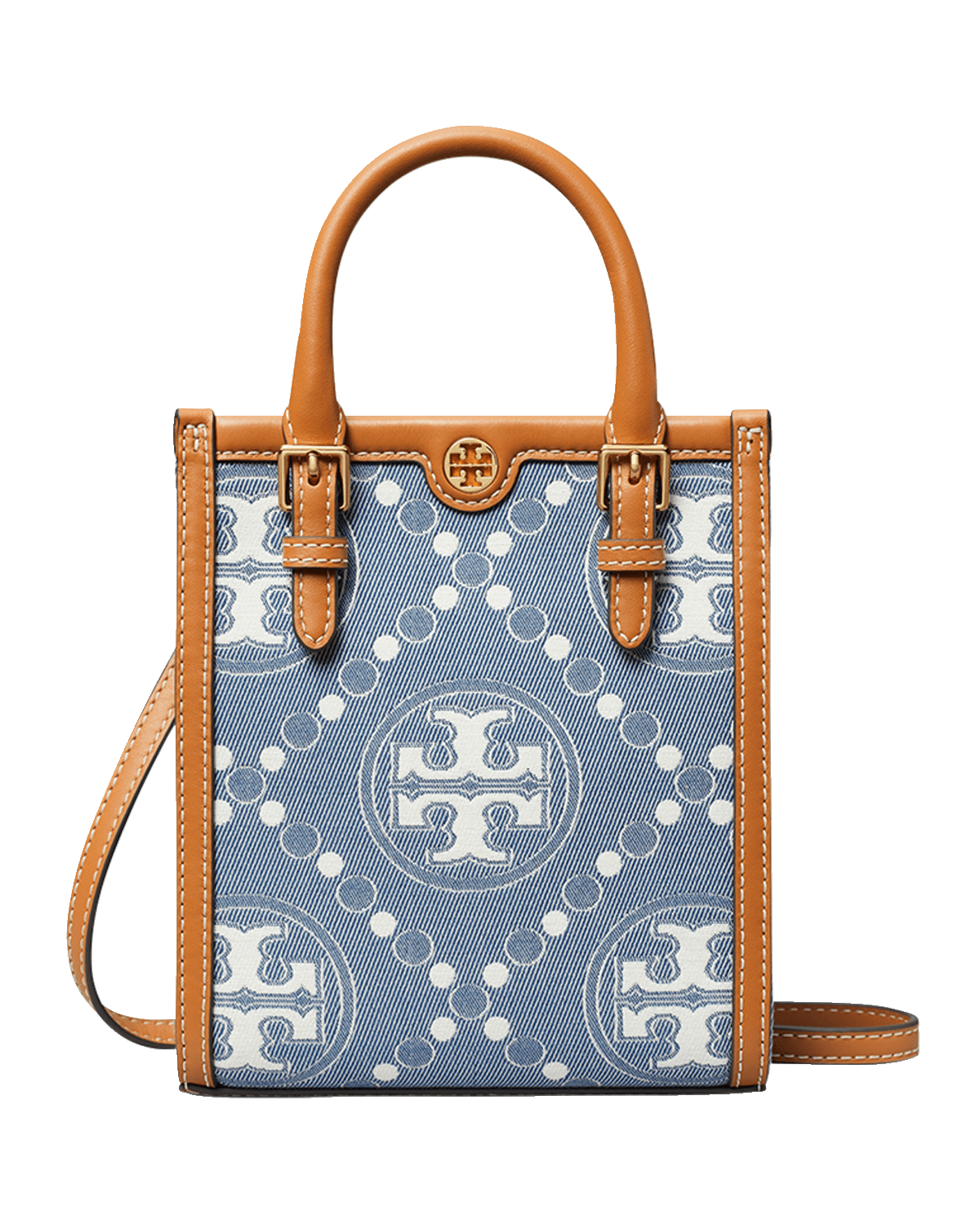 Tory Burch T Monogram Mini Denim Tote Bag