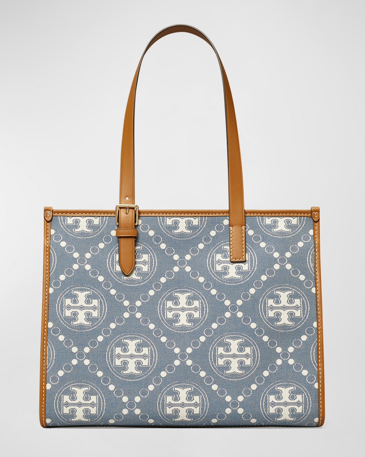 Tory Burch T Monogram Small Denim Tote Bag