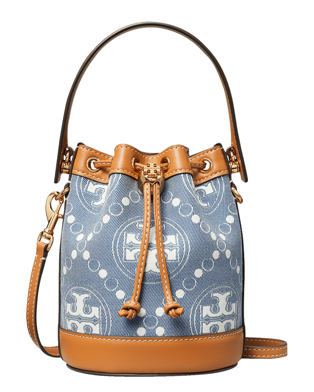 Tory Burch T Monogram Mini Denim Bucket Bag