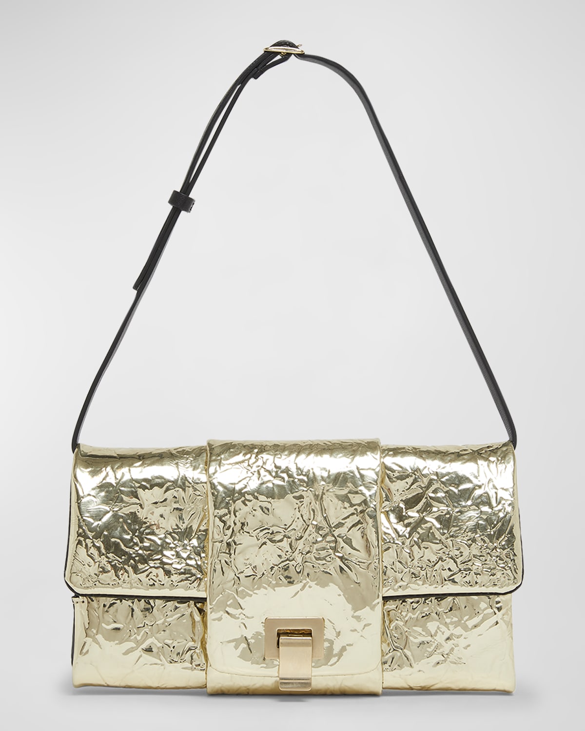 Proenza Schouler Crinkled Metallic Flap Shoulder Bag