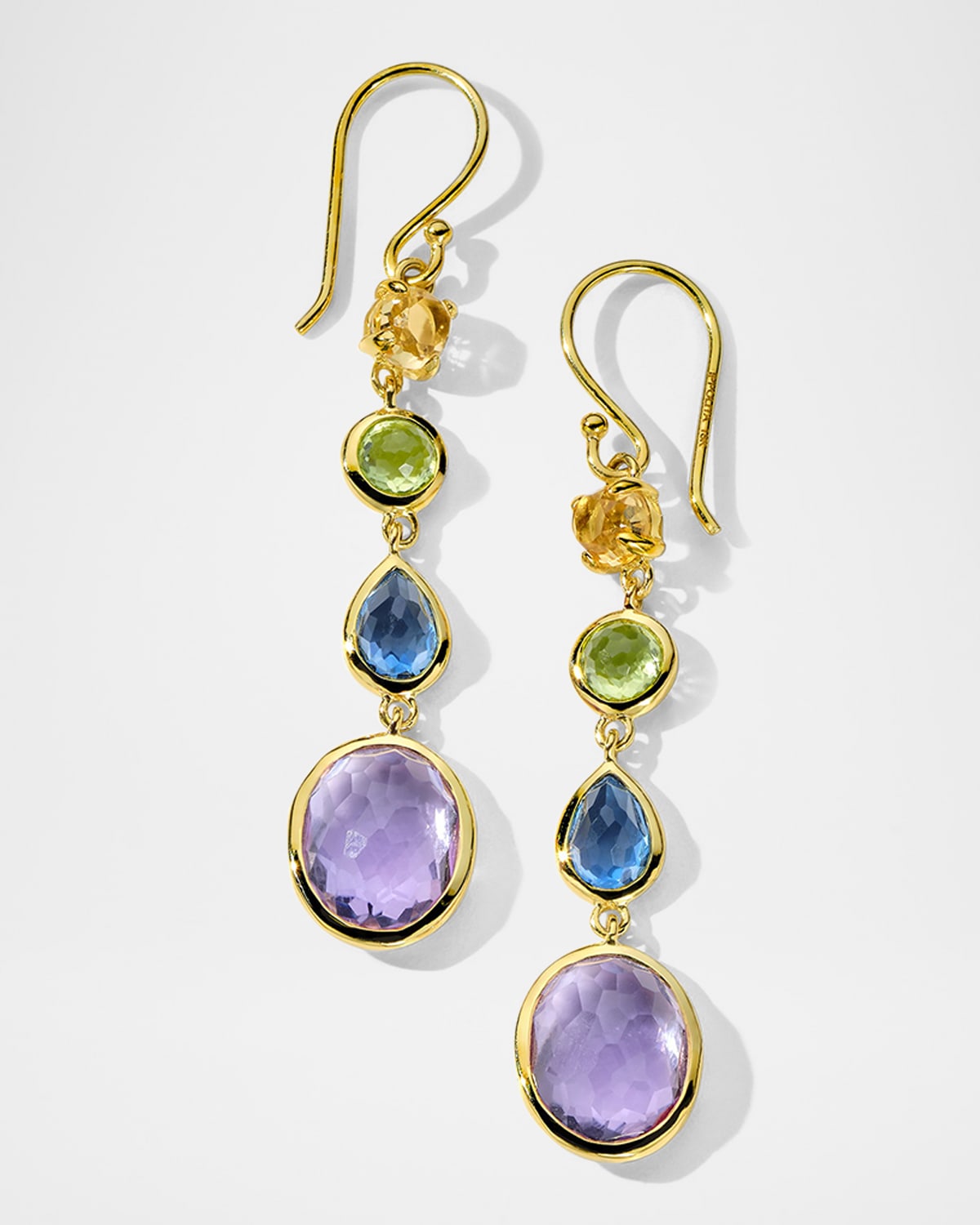 Ippolita 18K Rock Candy Small 4-Stone Linear Drop Earrings in Summer Rainbow