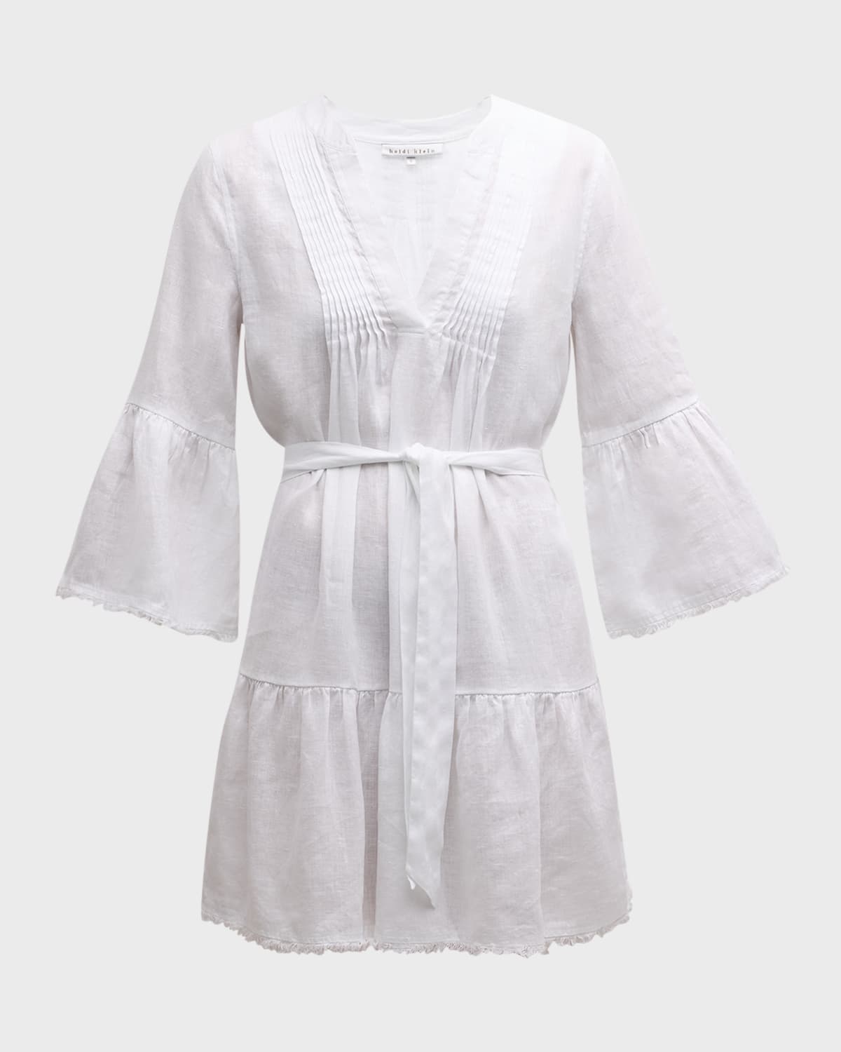 Heidi Klein White Bay V-Neck Belted Mini Dress