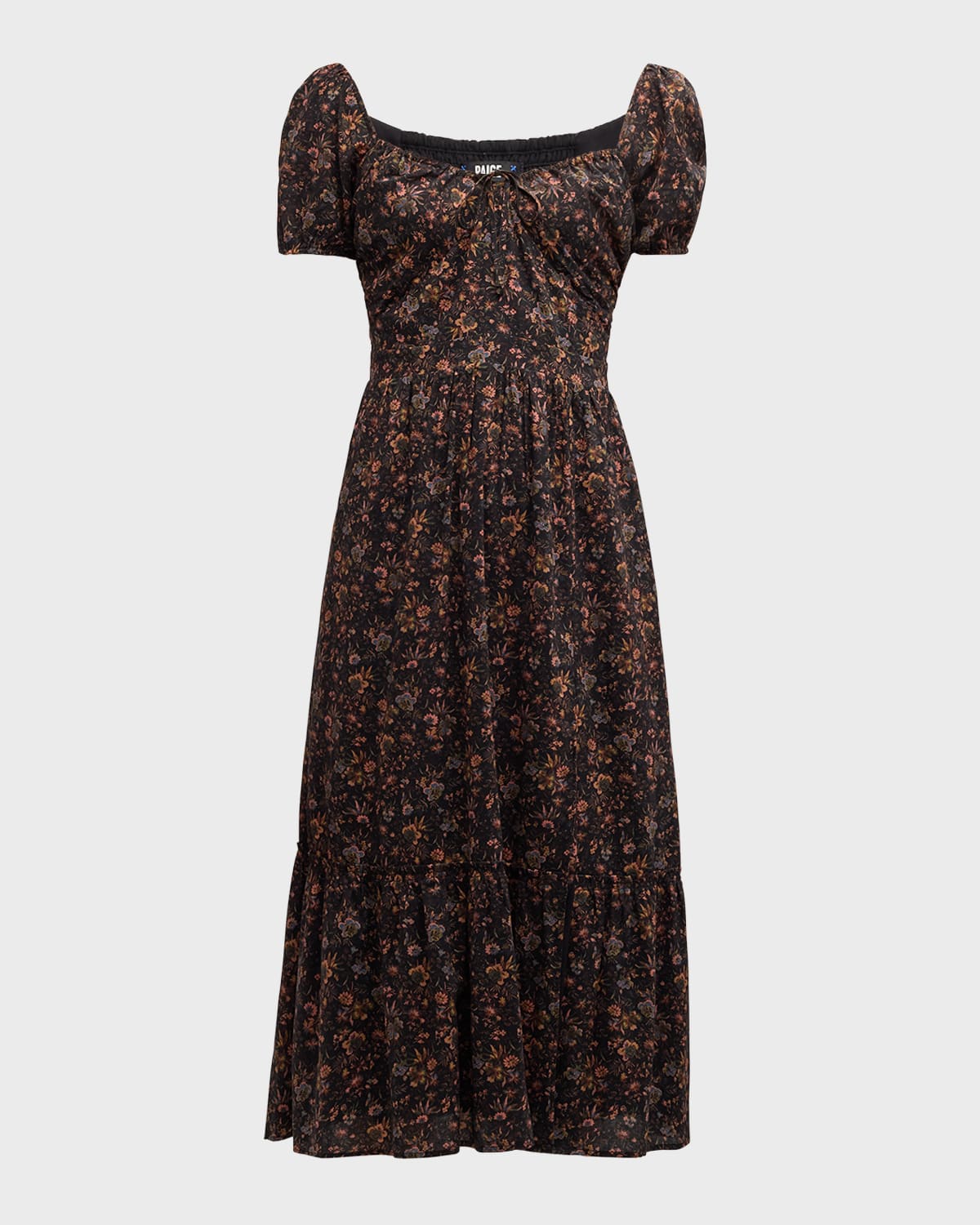 PAIGE Otienne Short-Sleeve Floral Midi Dress