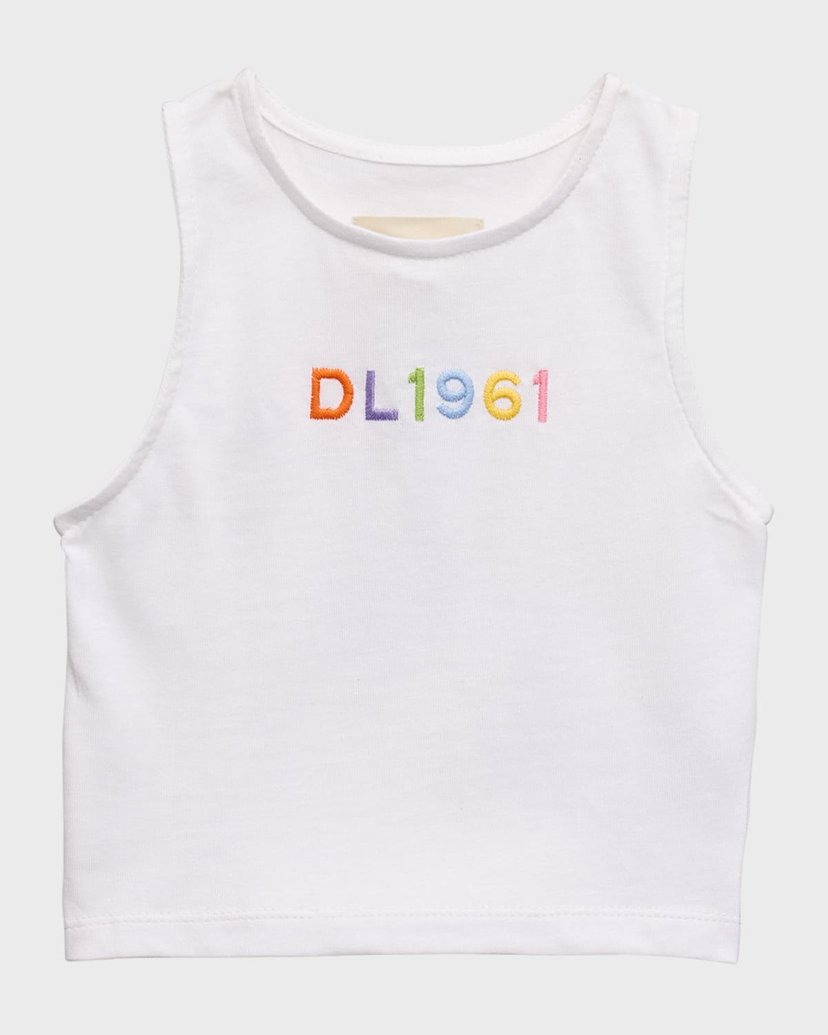 DL1961 Girl's Marcie Embroidered Logo Tank Top, Size 2-6X