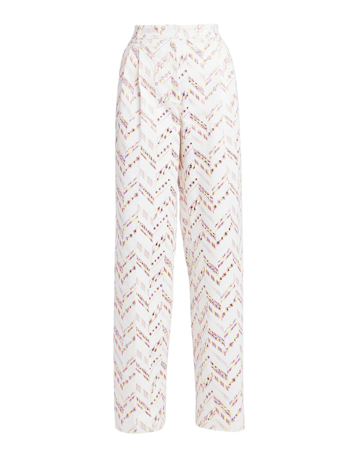 Missoni Chevron Broderie Anglaise Pleated Straight-Leg Trousers